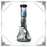 Beaker Bong 7MM Thick Glass Smoking Pipes Cool Rick And Morty On Glass Water