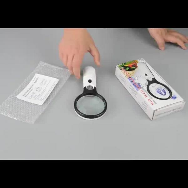 Quality Jewelry Loupe 45X Handheld Reading Magnifier 3 LED Light Reading Magnifying for sale