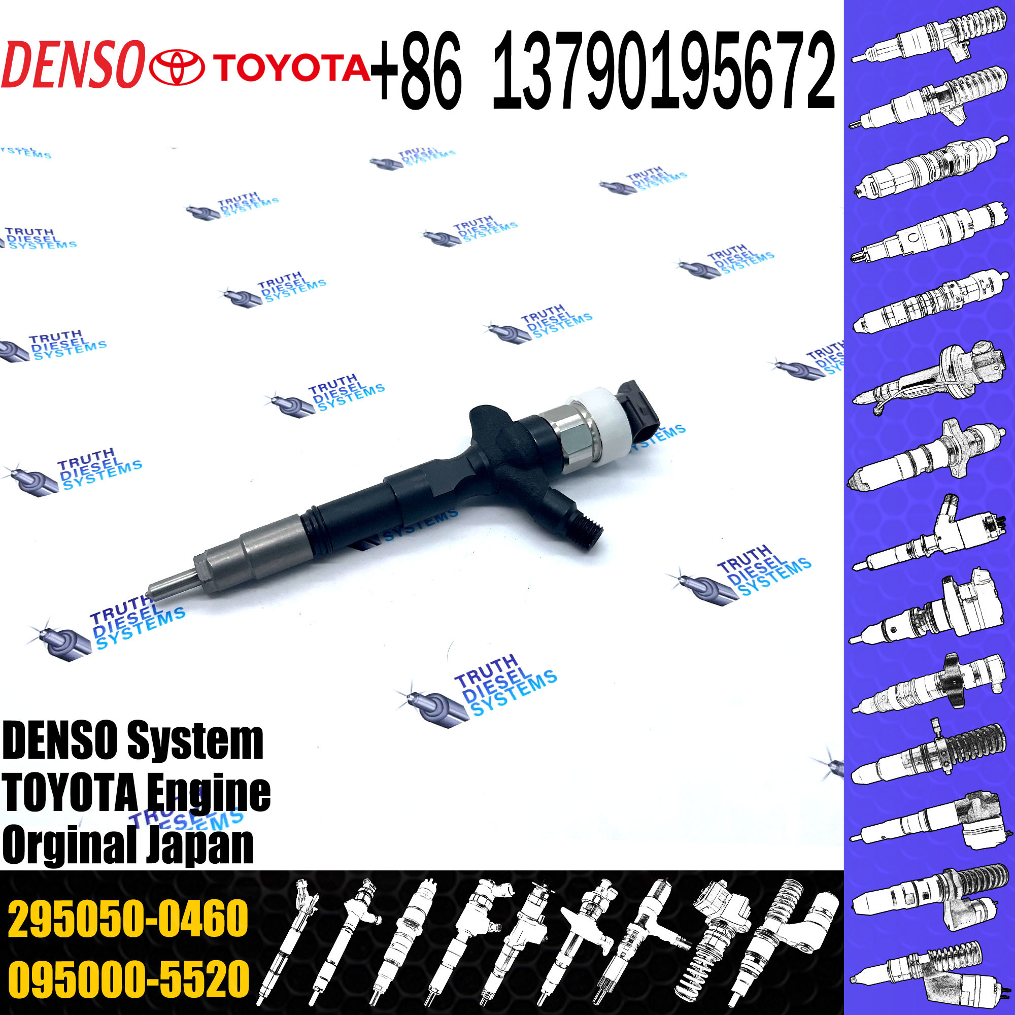 Common Rail Fuel Injector 23670-30400 295050-0460 For Toyota Hilux 1KD