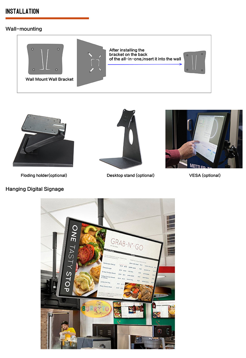 Interactive 21.5 Inch LCD Digital Signage Display HD Advertising Screen