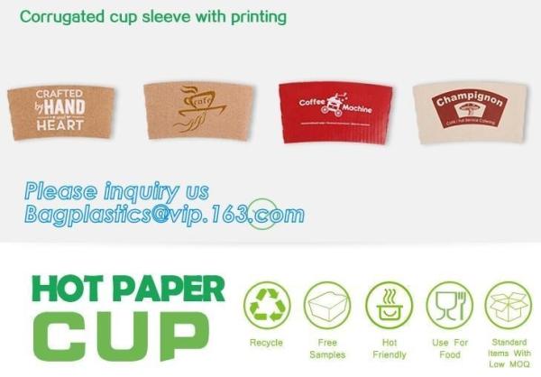 Biodegradable cup sleeve, Corrugated up sleeve with printing, brand logo, hot