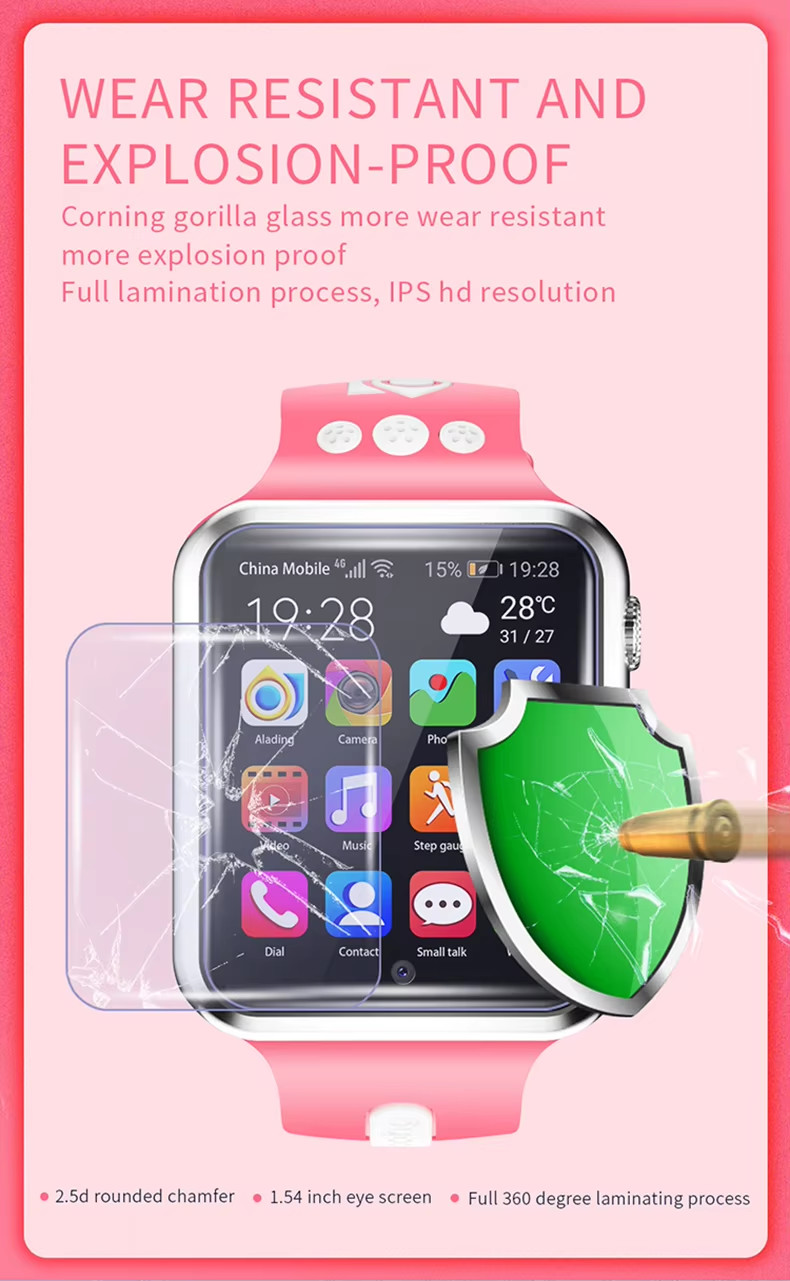 Kids Smart Fitness Tracker Watch Phone Android 4G SIM Card System W5 Pro