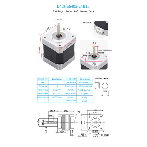 Large Stock Nema 17 42mm Hybrid Stepper Motor 1.68A 38N.cm 4-wire for Large 3D Printer