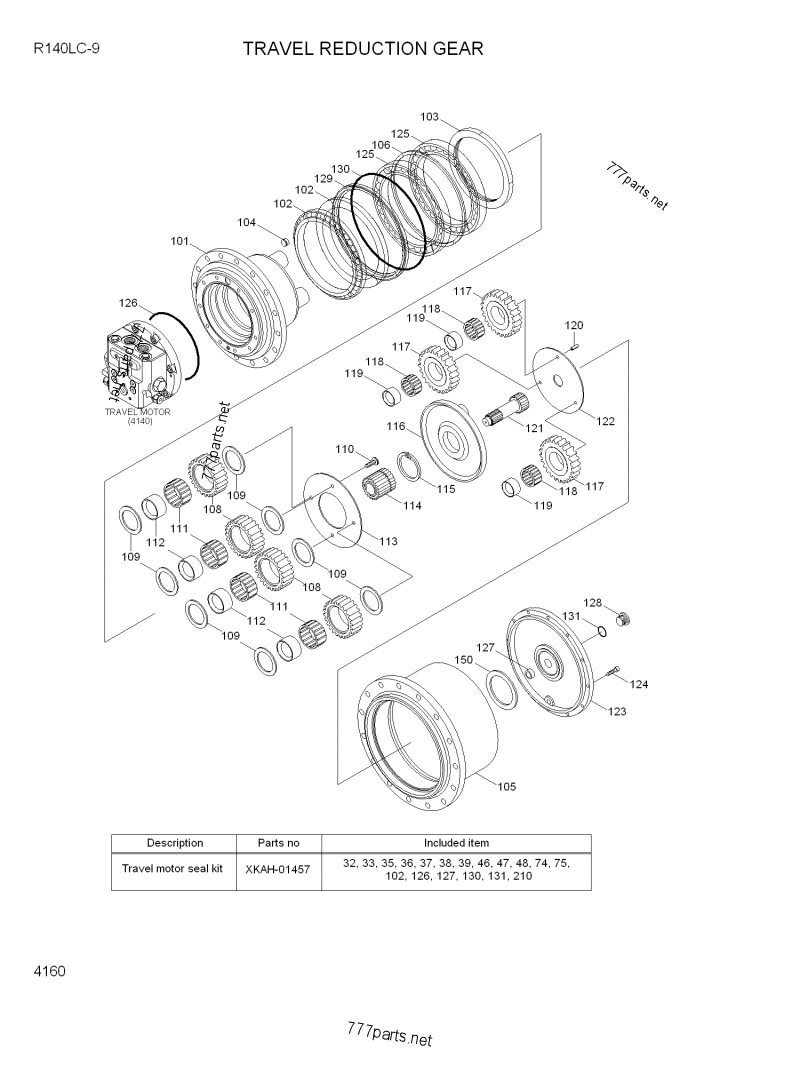 XKAH-01458 Excavator Travel Gearbox R150-9 R145CR-9 R140LC-9 Hyundai Gearbox