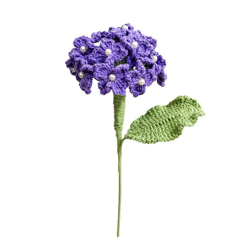 9x45cm Handmade Crochet Hydrangea Bouquet Faux Floral Decor for Wedding Gifts Knited Pile