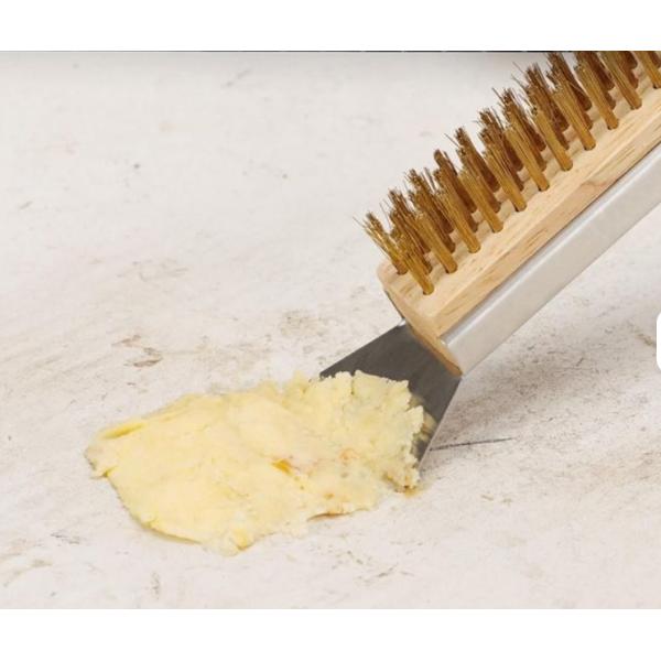 Stainless Steel Pizza Brush for Outdoor Stone Oven Cleaning Barbecue Grill Brush with Effective Bristles for Pizza Tools