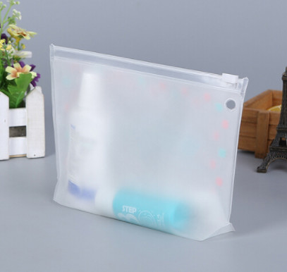 Beautiful Clear Vinyl Bag , Frosted Plastic Toiletry Bag With Artwork