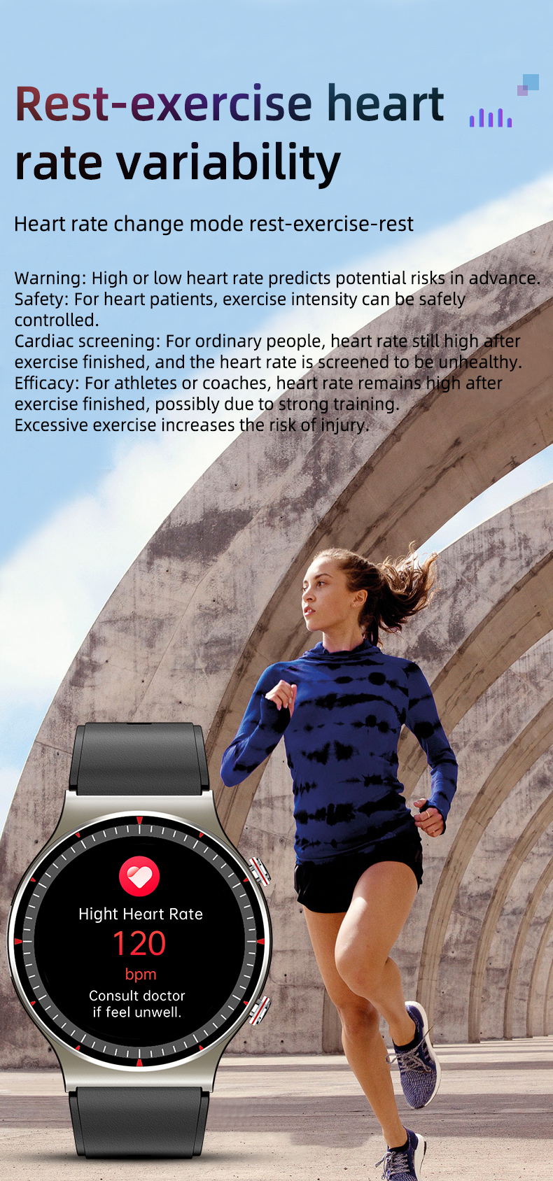 Ladies Medical Grade ECG Smart Watch Full Touch Screen 1.3 Inch ODM