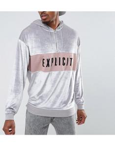 Wholesale Custom Logo Soft Oversized Drop Shoulder Hoodie , Plus Size Velour Hoodie For Men from china suppliers