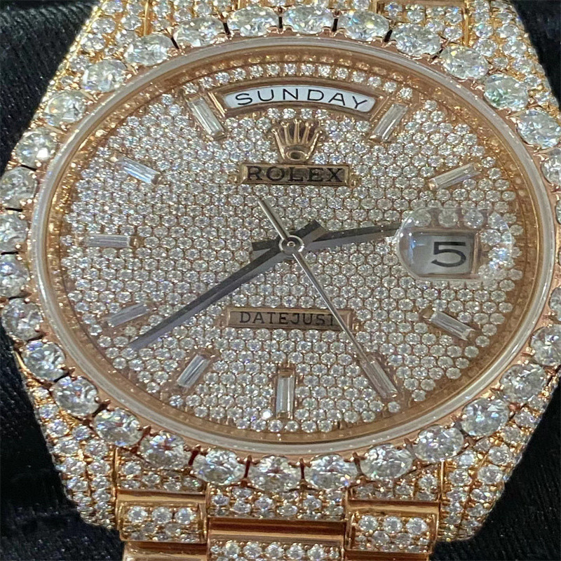 20 Carat White Bussdown Bust Down Watch Rolex Millionaire Conflict Free