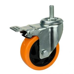 Wholesale 100mm Locking Casters PU Caster Polyurethane Wheels Galvanized Zinc from china suppliers