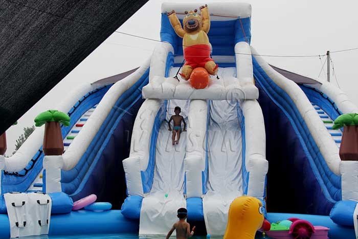 Boonie Bear Commercial Inflatable Water Park , Blow Up Water Playground