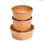 Disposable brown kraft paper bowl oilproof food packaging biodegradable