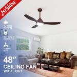 48in Plastic LED Ceiling Fan 220V 50HZ With Wood Grain Blades