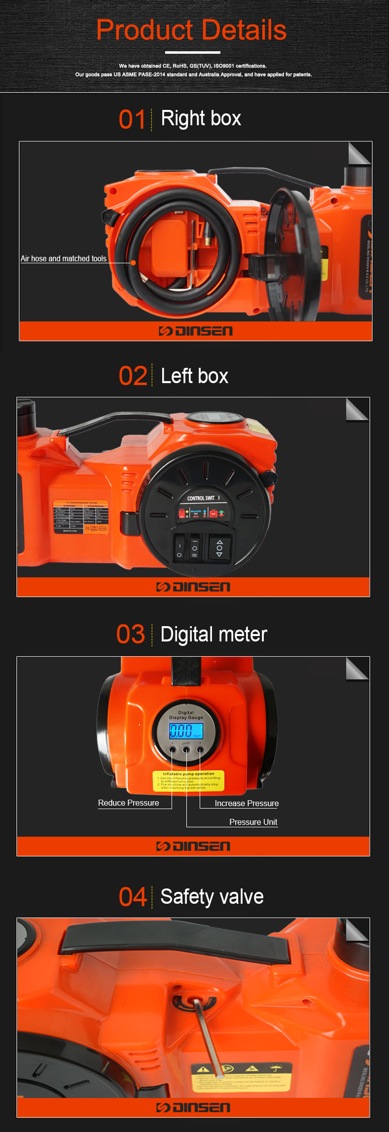 portable 5 Ton Hydraulic Jack With Pressure Gauge Nonslippy Mats