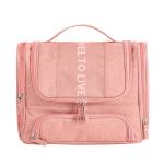 Gray Hanging Cosmetic Bag Makeup Organizer Travel Kit With Hook Bathroom