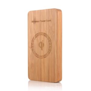Wholesale Ultra Thin 6000mAh Wireless Charging Power Bank Bamboo Color 200g Weight from china suppliers