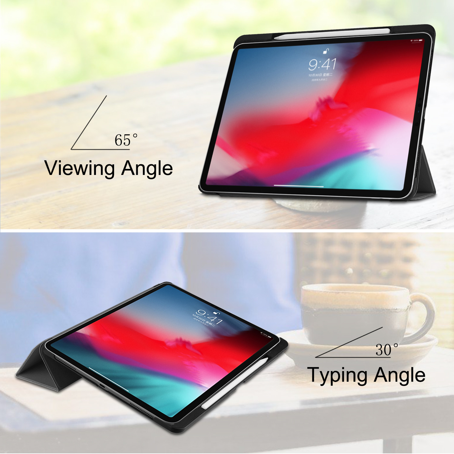 iPad Pro 11 2018 Folio Case,PU Leather Cover with Pencil Holder for iPad Pro 11