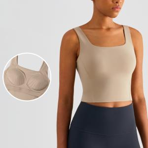 Wholesale Square collar Workout Tank Tops For Women Athletic Yoga Bra Built In Fixed Cups from china suppliers