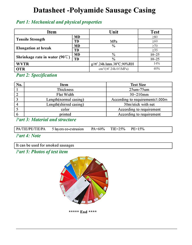Sausage Casing Wholesale Different Colours Big Size Flexography Printing Plastic Artificial Sausage Casing
