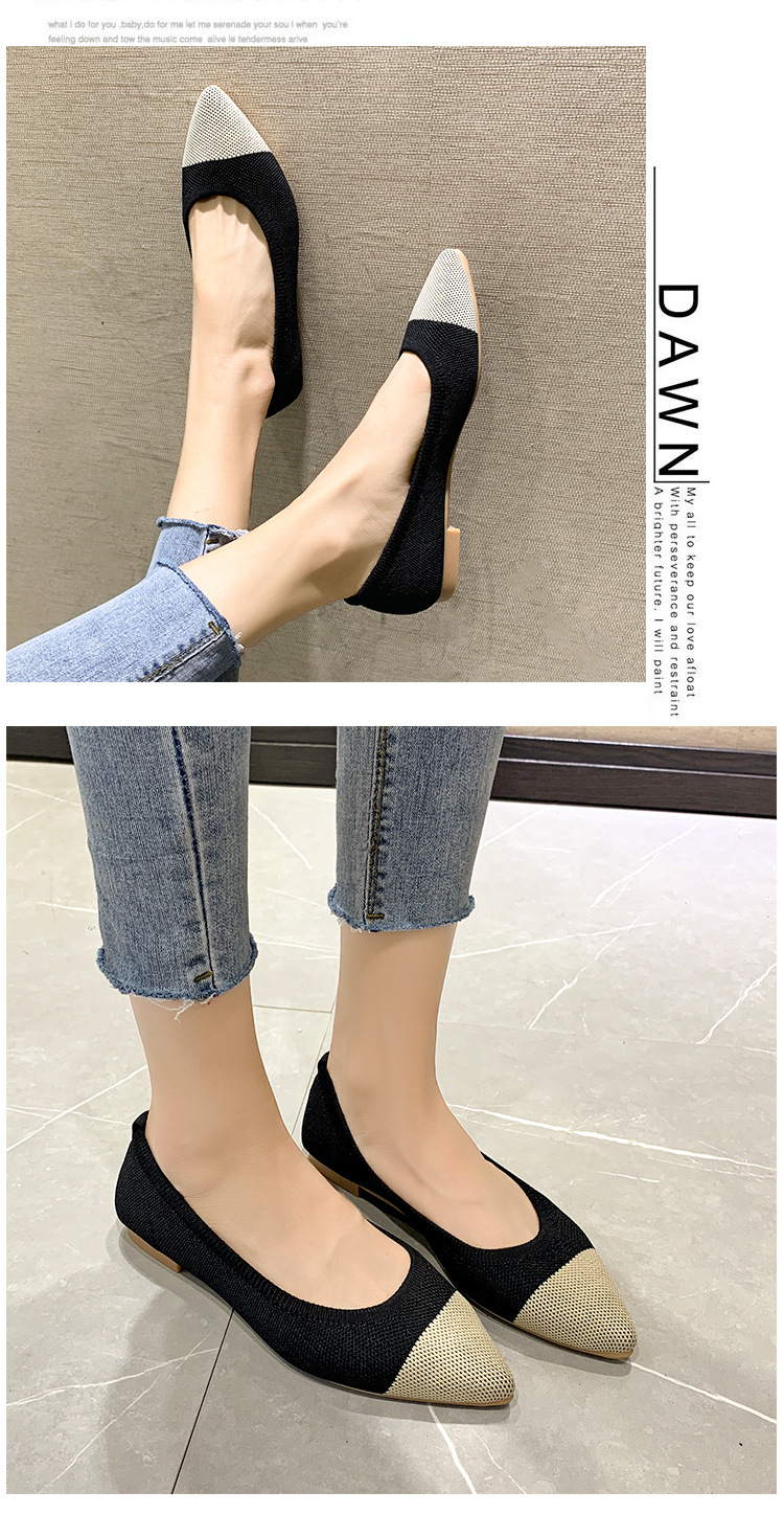 Women's New Pointed Casual Flat Shoe Lightweight Knit Breathable