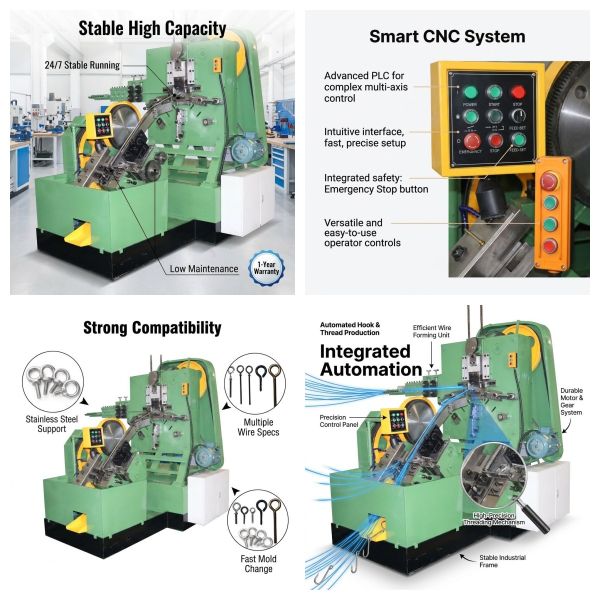 Factory Direct High Yield Compact Eye Bolt Forming Machine Small Footprint Fastener Manufacturing Equipment