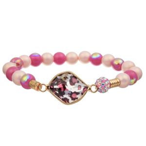 Wholesale Leopard Print Crystal Beads Stretchy Bracelet Stackable Handmade Gift from china suppliers