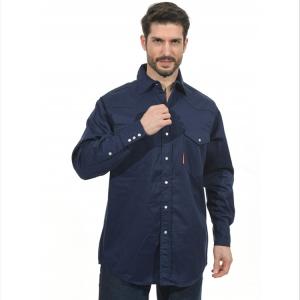 Wholesale Navy Blue Fire Retardant Work Shirt NFPA2112 EN61482-2 FR Snap Button Shirt from china suppliers
