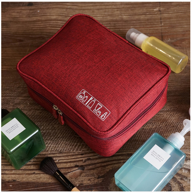 China Supplier Custom Square Cosmetic Toiletry Bag With Zipper Waterproof