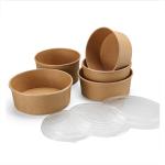 Disposable brown kraft paper bowl oilproof food packaging biodegradable