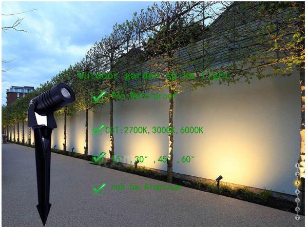 5w Outdoor LED Garden Lights , Warm White 12v 110v 220v Ip65 Black Led Garden