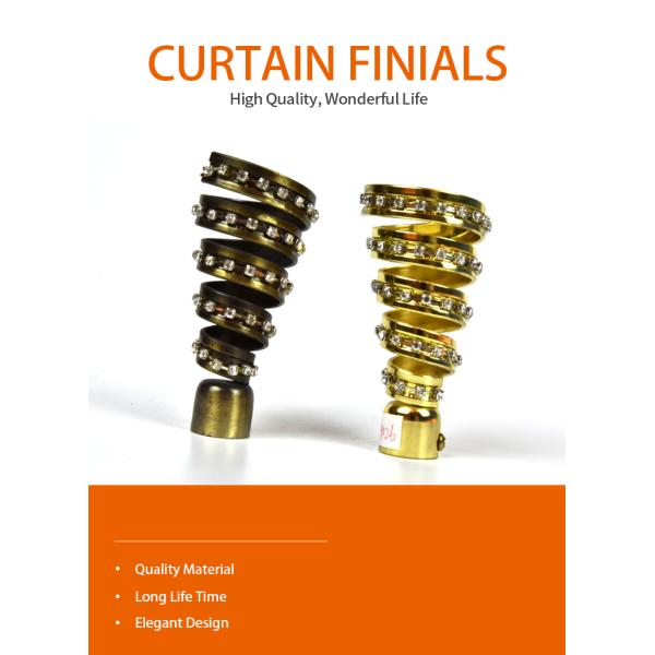 Bronze Golden Color Curtain Pipe Rod Finials Metal Material For Decoration