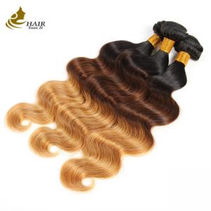 Wholesale 1B 4 27 Curly Ombre Virgin Hair Body Wave Extensions With Closure from china suppliers