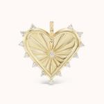 18K Gold White CZ Spiked Love Heart Charm Necklace 925 Sterling Silver Pendants