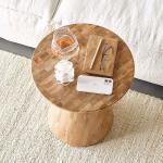 Oak Veneer End Table Natural Wood Top Solid Wood Legs Side Table For Living Room