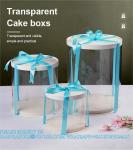 Tall Clear Cake Boxes With Ribbon - Gold Round Clear Cake Box For Birthday Cake
