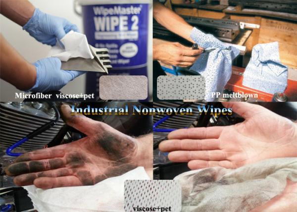 Oil Absorbent Industrial Spunlace Nonwoven Wipes Wood Pulp White Viscose+Pet ,
