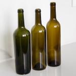 Recycled Bordeaux 750ml Amber Green Glass Wine Bottle With Lids