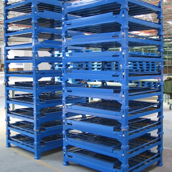 Factory / Warehouse Stacking Rack Collapsible Steel Storage Containers OEM ODM