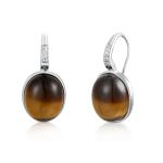 Oval Earrings Design Inseted Brown Tiger'S-Eye AAA+ 925 Sterling Silver Gemstone