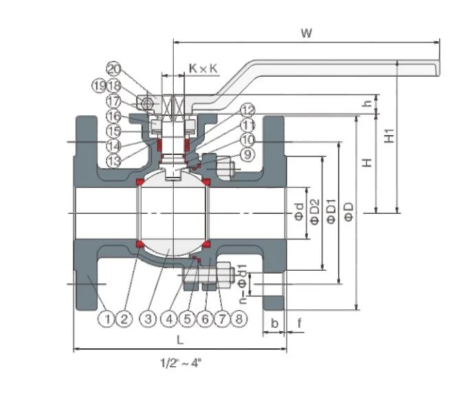 150 ASME B16.5 Wcb Cast Carbon CF8 CF8m Bronze Stainless Steel Floating Ball Valve