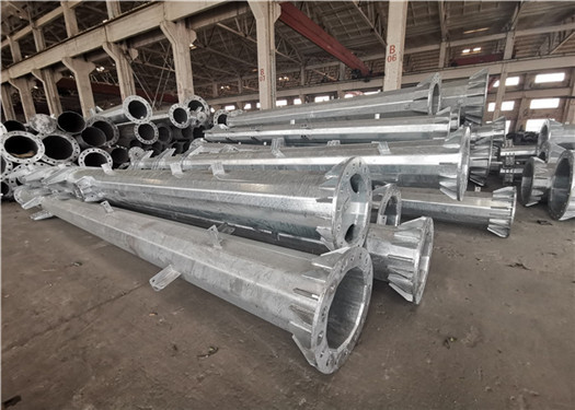 NGCP Steel Polygonal Electrical Service Pole Hot Dip Galvanized GR65 Bitumen Painted