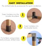 Powder Coated Heavy Duty Steel Pergola Bracket for 4x4 Wood Posts ISO9001 2008
