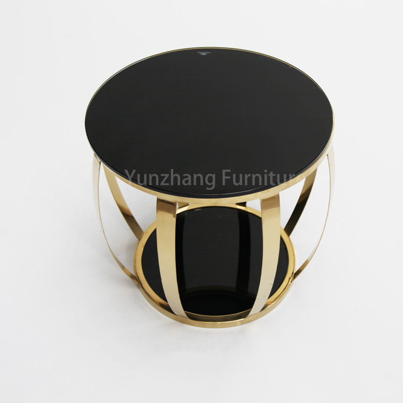 Arc Round Sofa Table Silver Frame With Double Tempered Glass