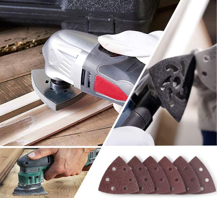 100pcs Triangular Sanding Pads Hook And Loop Sanding Sheet For Wood