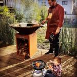 Wood Charcoal Burning Rust Corten Steel BBQ Grill for Outdoor Cooking