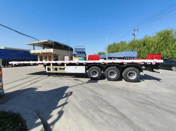 3 Axles 20FT 40FT Semi Truck Flatbed Trailer Container Transportation 60-100