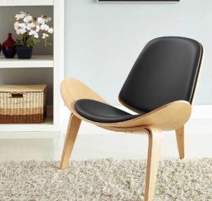 Wholesale Modern Leisure Shell Chair Lounge Chair In Dark Brown Leather from china suppliers
