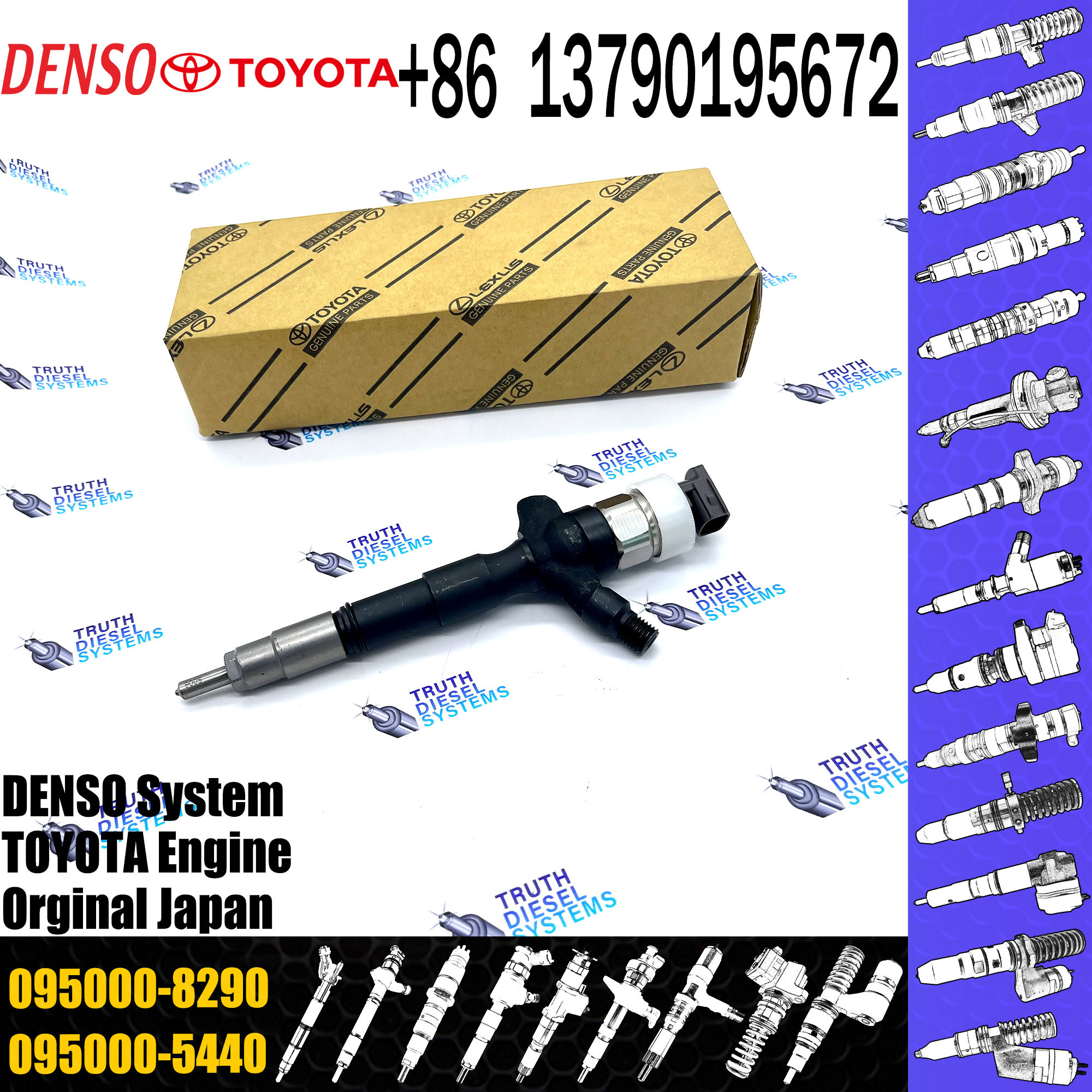 8000-100-0001 Vehicle Parts 095000-8290 23670-09070 1KD Common Rail Injector for Toyota Vigo