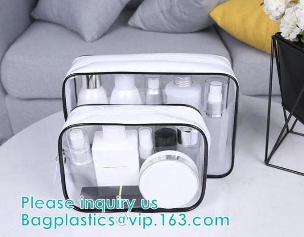 transparent cylinder zip PVC tube bag with hang hook for storage underwear